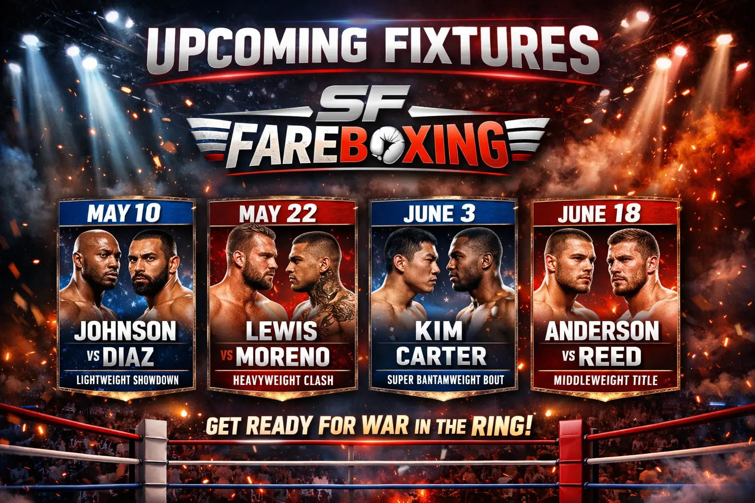 upcoming fixtures sffareboxing